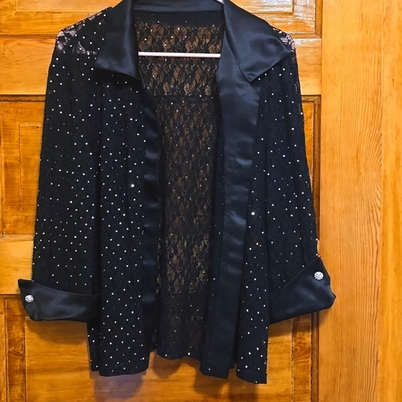 Jackets & Blazers - Black Sparkle Long Sleeve Jacket M